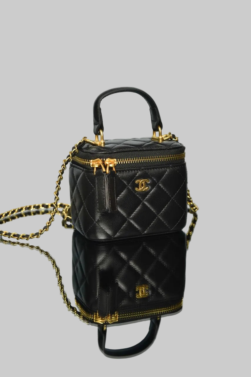 Classic Top Handle Vanity Case with Chain