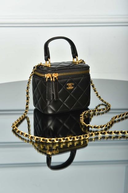 Classic Top Handle Vanity Case with Chain