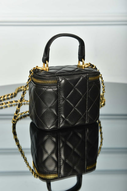 Classic Top Handle Vanity Case with Chain