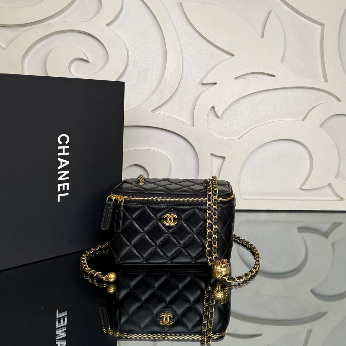 Small Vanity Bag with Goldball Hardware
