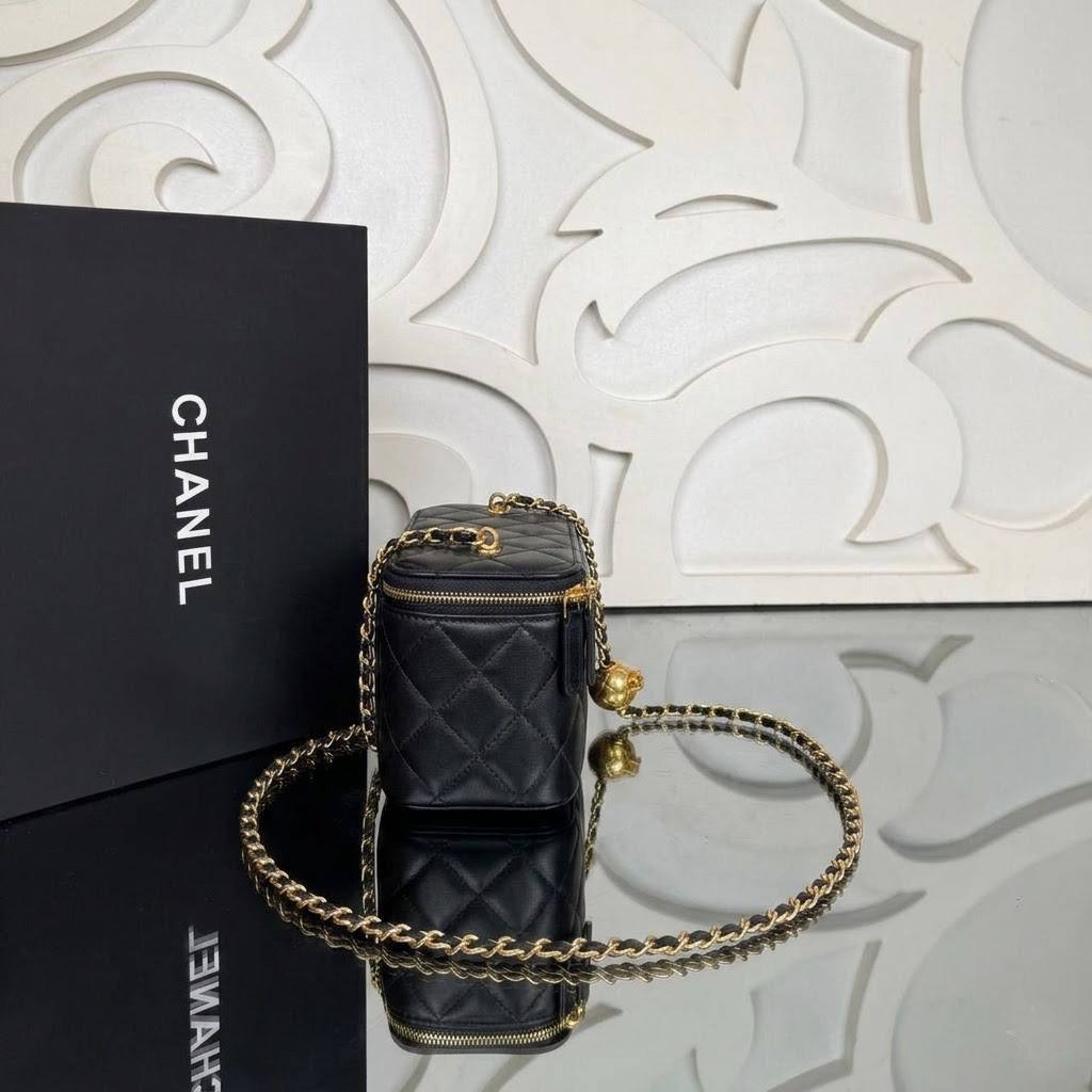 Small Vanity Bag with Goldball Hardware