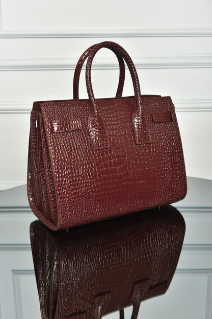 Sac De Jour in Crocodile-Embossed Leather