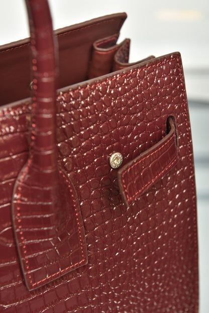 Sac De Jour in Crocodile-Embossed Leather