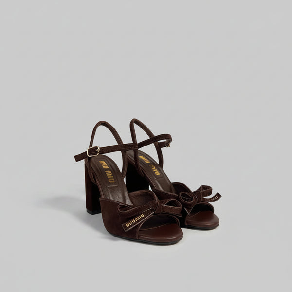 Bow-Detail Suede Sandals