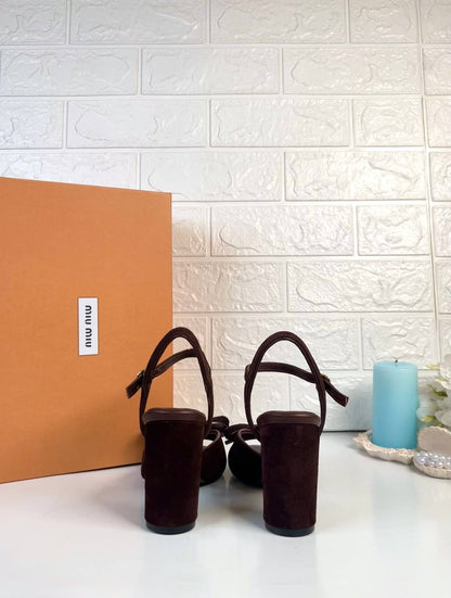 Bow-Detail Suede Sandals
