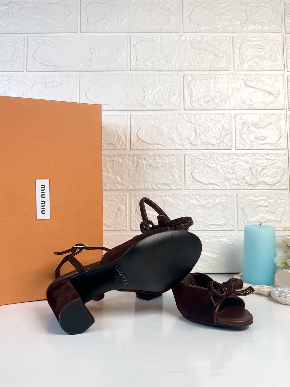 Bow-Detail Suede Sandals