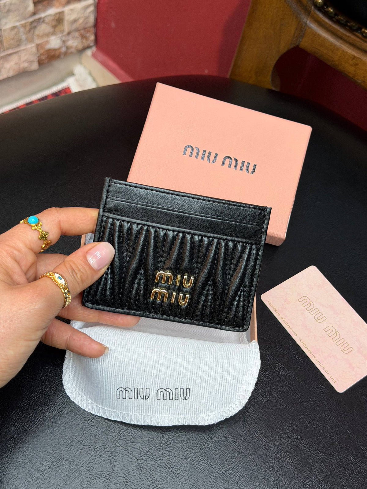 Matelasse Leather Card Holder
